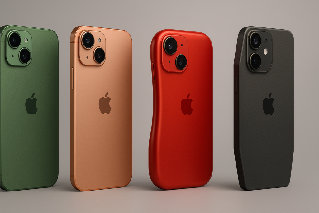 Conceitos artísticos de futuros iPhones com novas cores, materiais e formatos inovadores