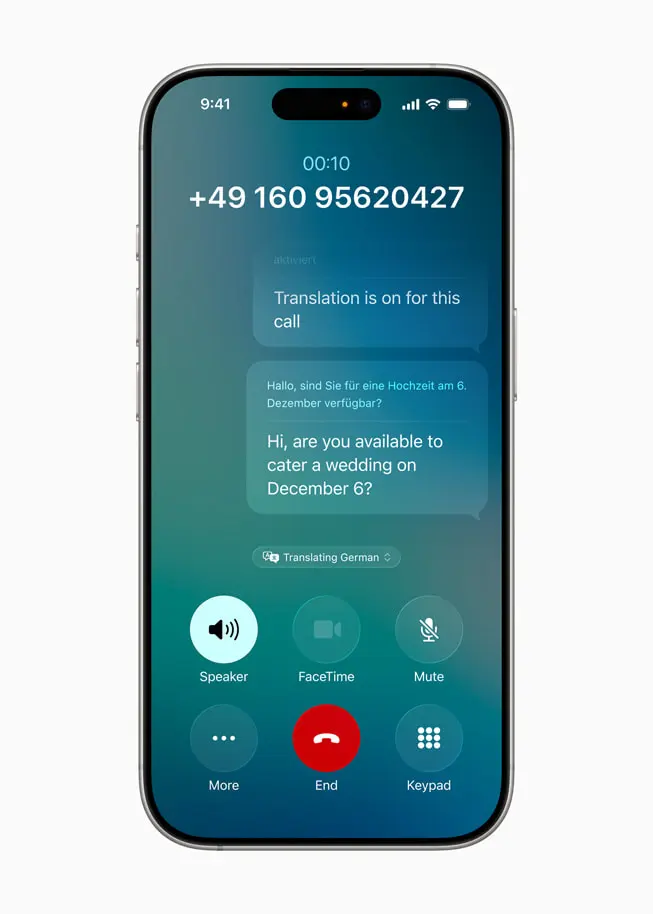 iOS 26: O Que Muda no Seu iPhone com a Nova Atualização - Tudo o Que Você Precisa Saber 6 Apple Intelligence iOS 26 mostrando a tradução integrada por IA à alguns apps