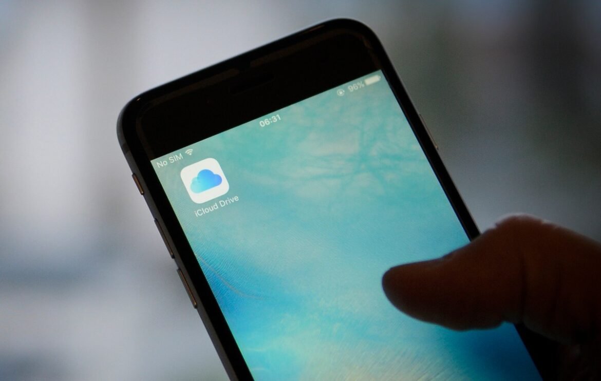 The iCloud storage application is seen on an iPhone on November 8, 2017.