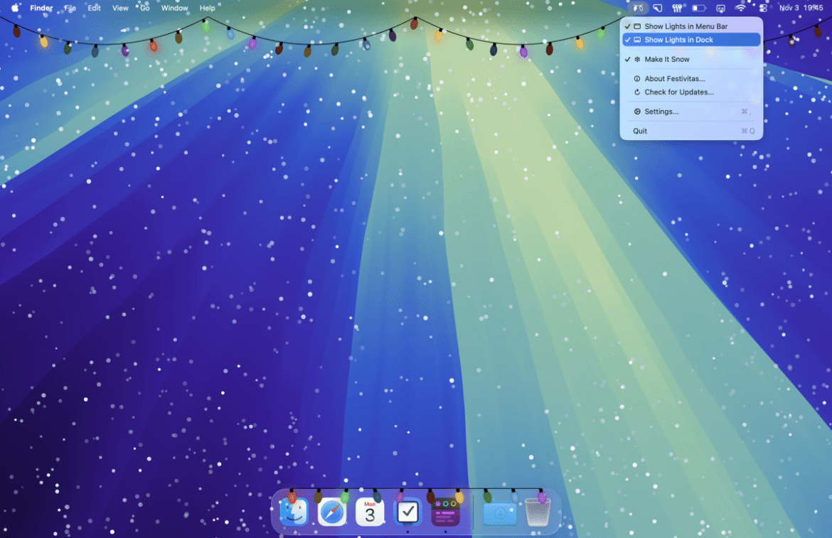 Festivitas lets you decorate your Apple devices with holiday lights and snow
