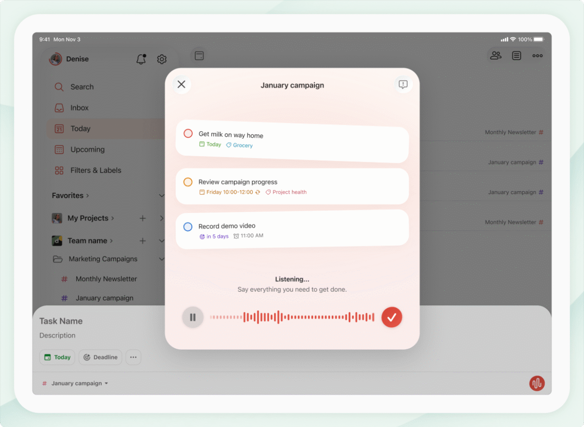Todoist's app now lets you add tasks to your to-do list by speaking to its AI