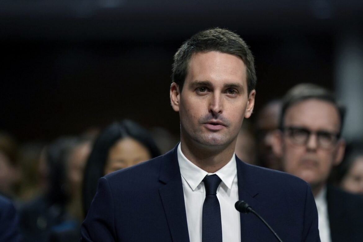 Evan Spiegel, co-founder and chief executive officer of Snap Inc., during a Senate Judiciary Committee hearing in Washington, DC